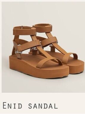 Hermes Enid Calfskin Leather Sandals S/S 2022 Natural US 9 Logo Gladiator Style